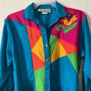 Saint Germain Paris multicolor M button up blouse.